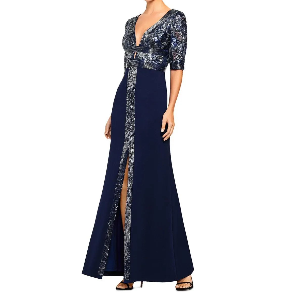 V Neck Cutout Evening Dress