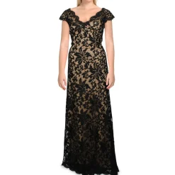 V Neck Lace Formal Dress