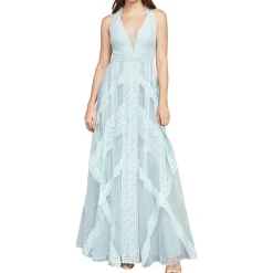 V Neck Pastel Evening Dress