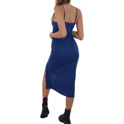 V Neck Ribbed Midi Dress