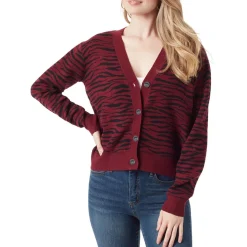 V Neck Ribbed Trim Cardigan Sweater