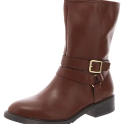 Valeriee Faux Leather Solid Mid-Calf Boots