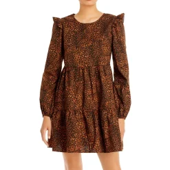 Velma Animal Print Ruffled Babydoll Dress