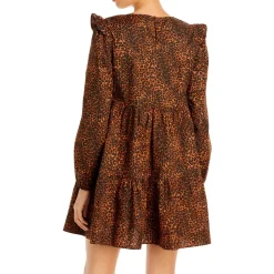 Velma Animal Print Ruffled Babydoll Dress