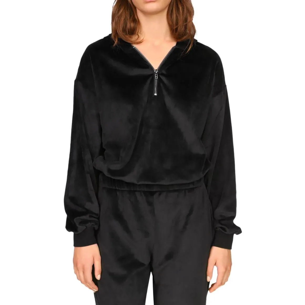 Velvet Half Zip Zip Hoodie