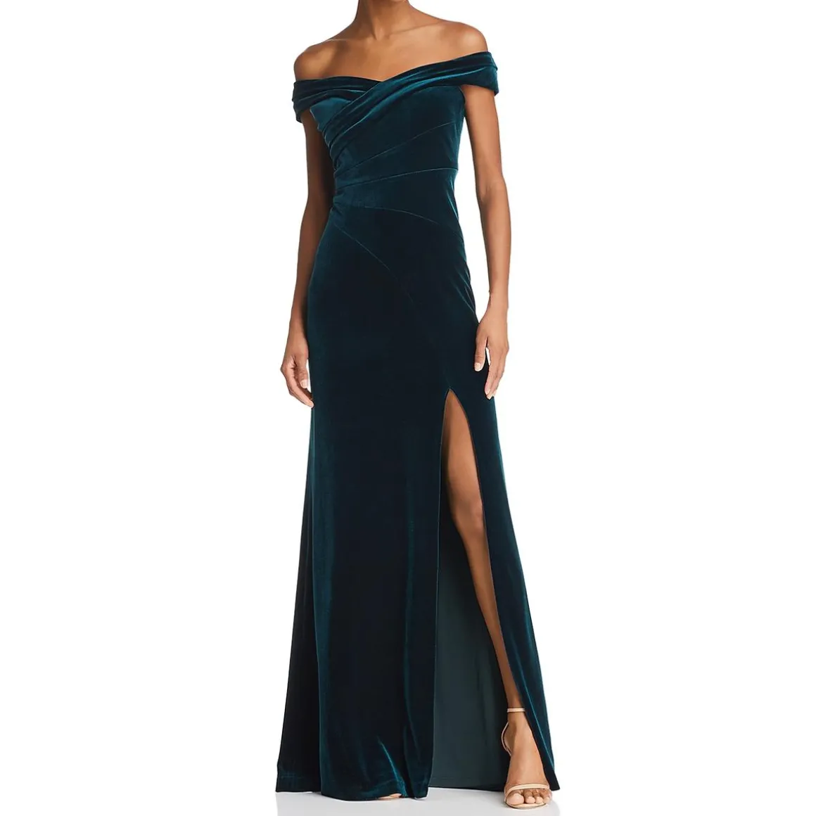 Velvet Split Hem Evening Dress