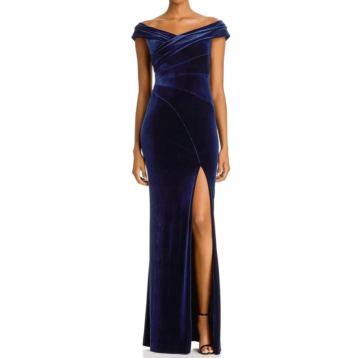 Velvet Split Hem Evening Dress