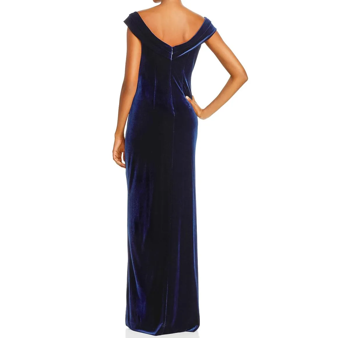 Velvet Split Hem Evening Dress