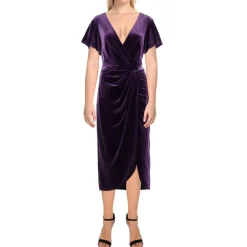 Velvet V-Neck Midi Dress