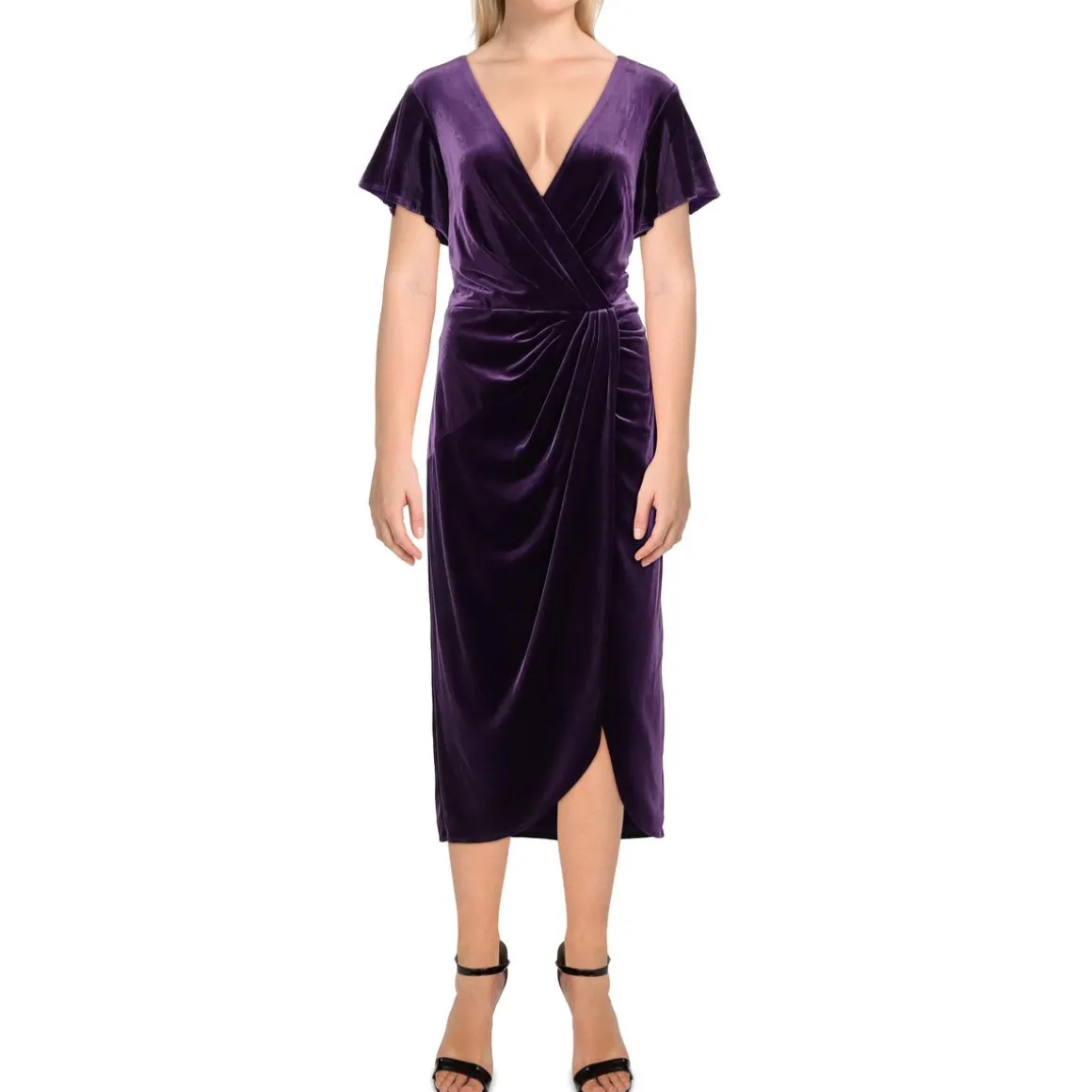 Velvet V-Neck Midi Dress