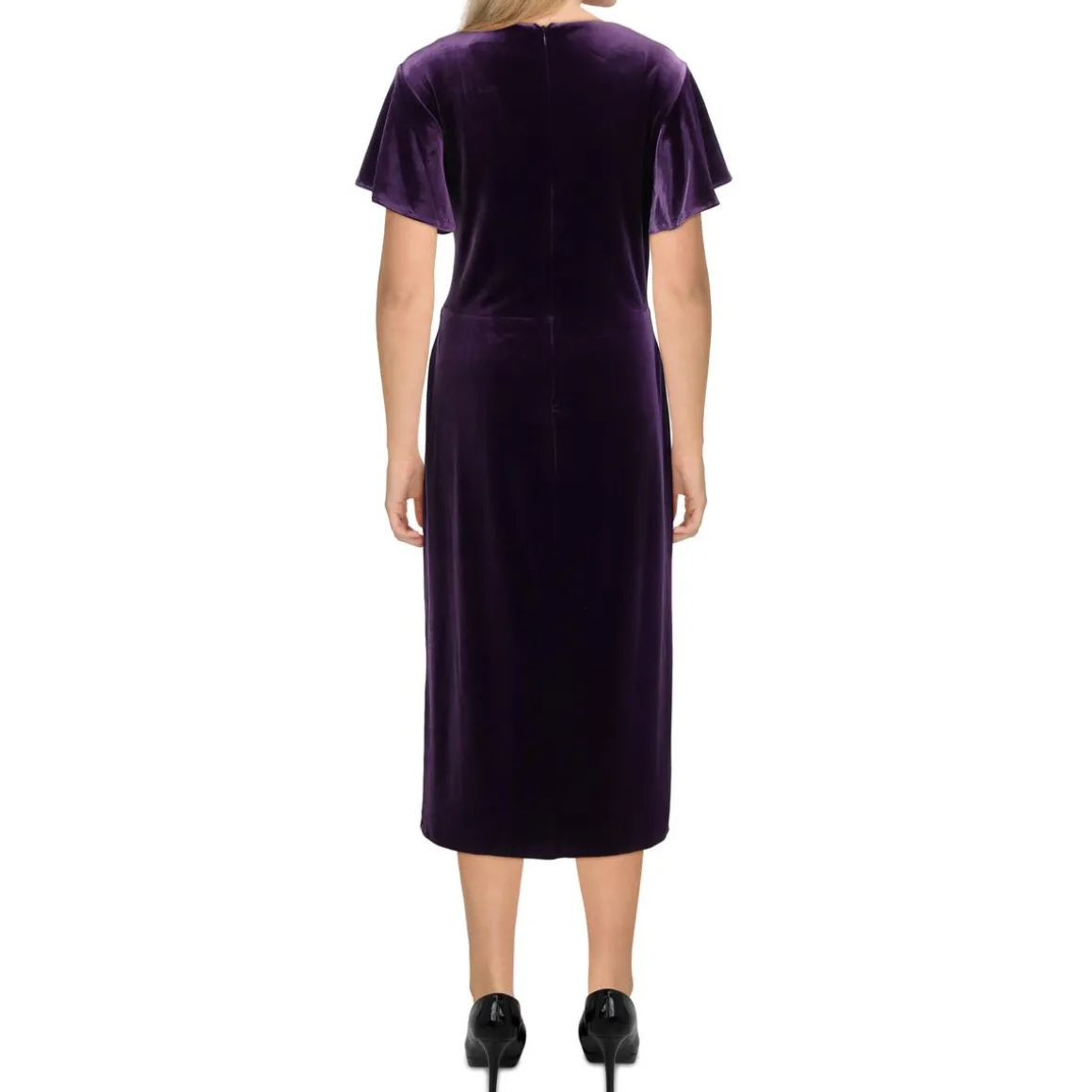 Velvet V-Neck Midi Dress