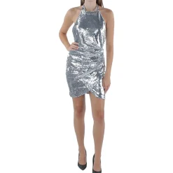 Vera Faux Wrap Mini Halter Dress