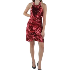 Vera Faux Wrap Mini Halter Dress