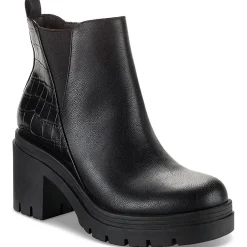 VERONIKAA Faux Leather Block Heel Ankle Boots