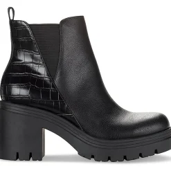 VERONIKAA Faux Leather Block Heel Ankle Boots