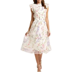 Vibrant Blooms Floral Print Fit & Flare Dress