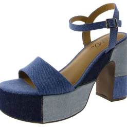 Vidaa Denim Ankle Strap Block Heel