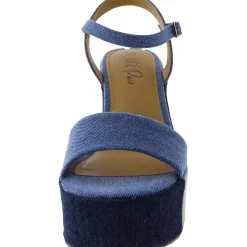 Vidaa Denim Ankle Strap Block Heel
