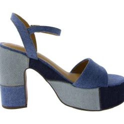 Vidaa Denim Ankle Strap Block Heel