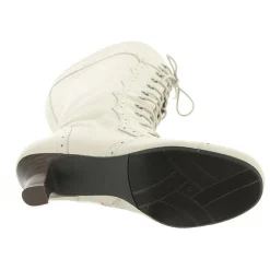 Vintage Perforated Lace-Up Knee-High Boots