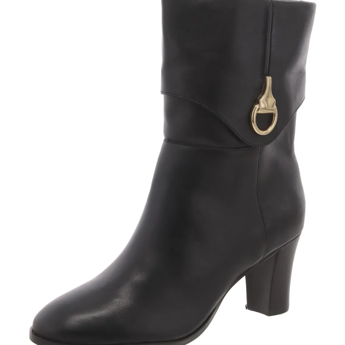 Vivian Leather Block Heel Mid-Calf Boots