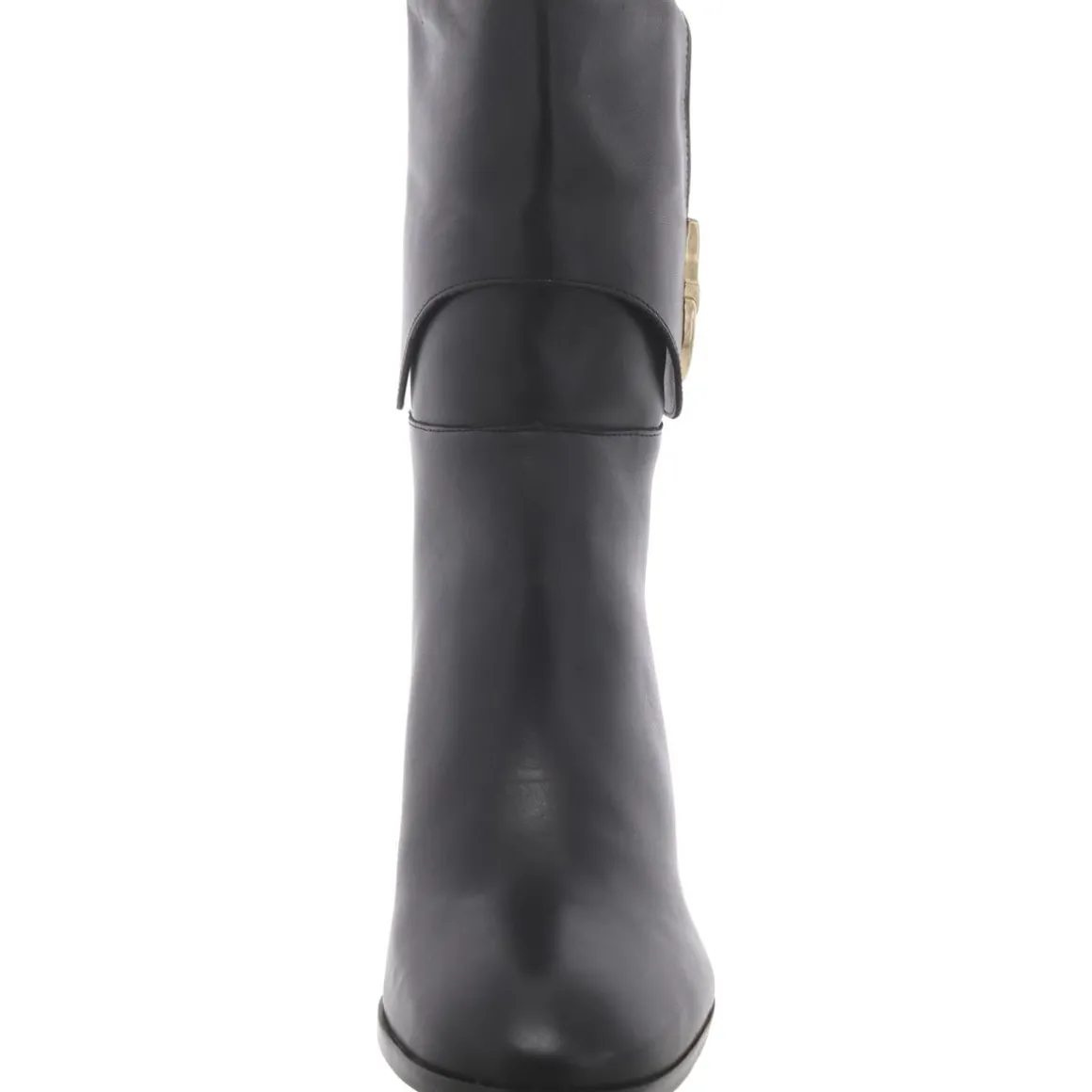 Vivian Leather Block Heel Mid-Calf Boots