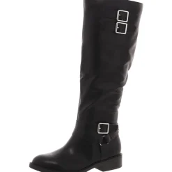 Vivicaa Buckle Faux Leather Knee-High Boots