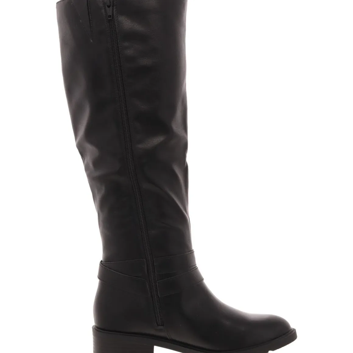 Vivicaa Buckle Faux Leather Knee-High Boots