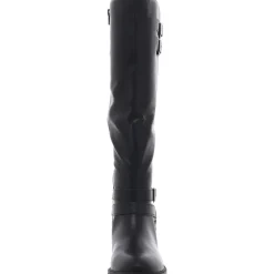Vivicaa Buckle Faux Leather Knee-High Boots
