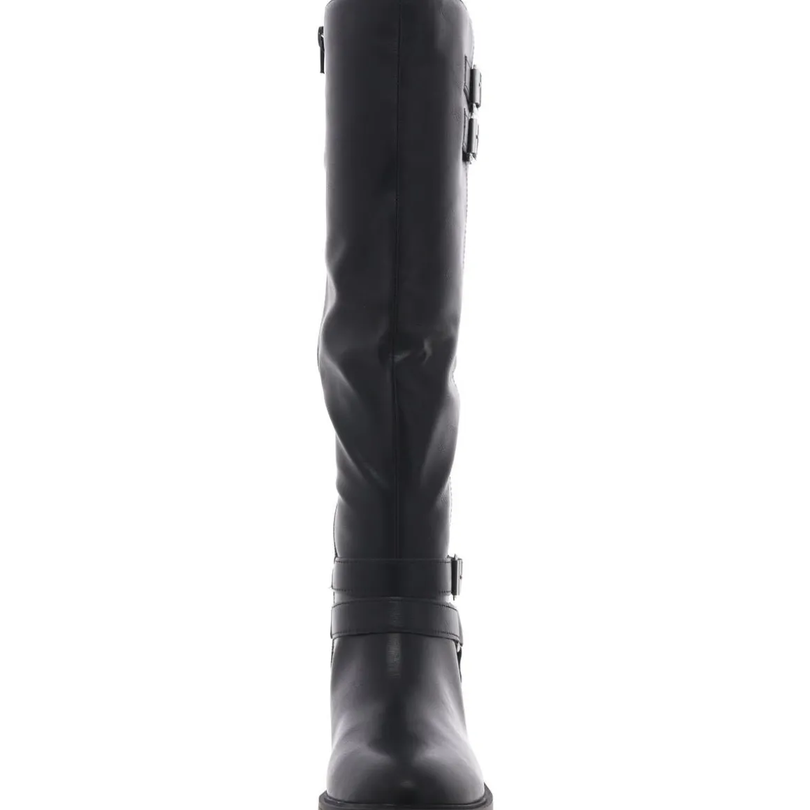 Vivicaa Buckle Faux Leather Knee-High Boots