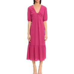 V-Neck Short Sleeve Midi Dress