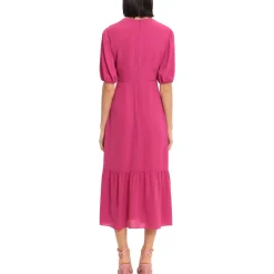 V-Neck Short Sleeve Midi Dress