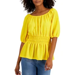 Waist Peasant Gathered Blouse