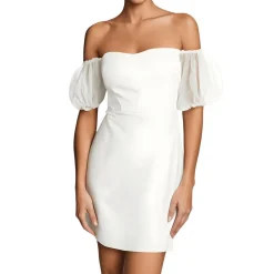 Whisper Puff Sleeve Off-The-Shoulder Sheath Dress