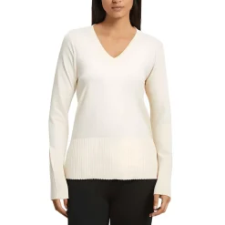 Wide Hem Slit V-Neck Sweater