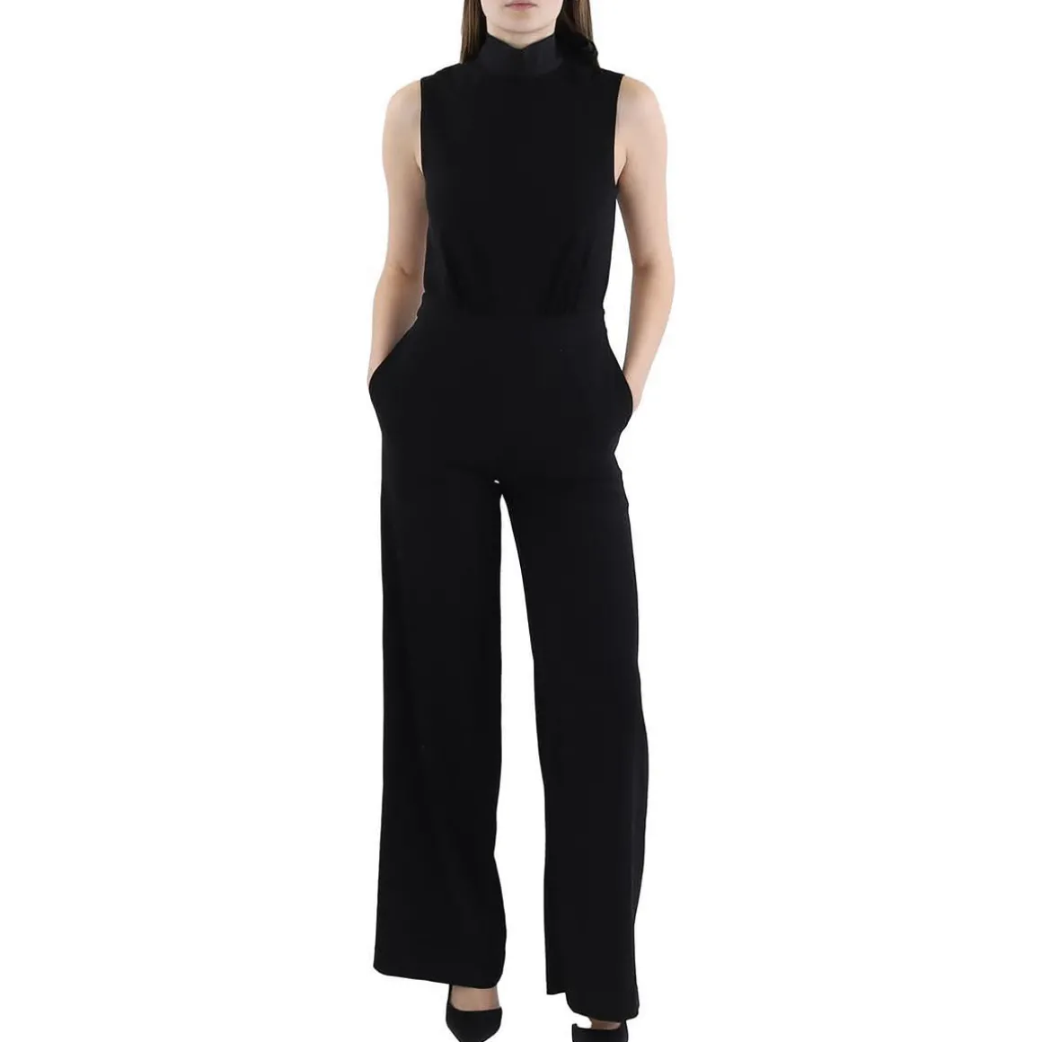 Wide Leg Mock Neck Jumpsuit