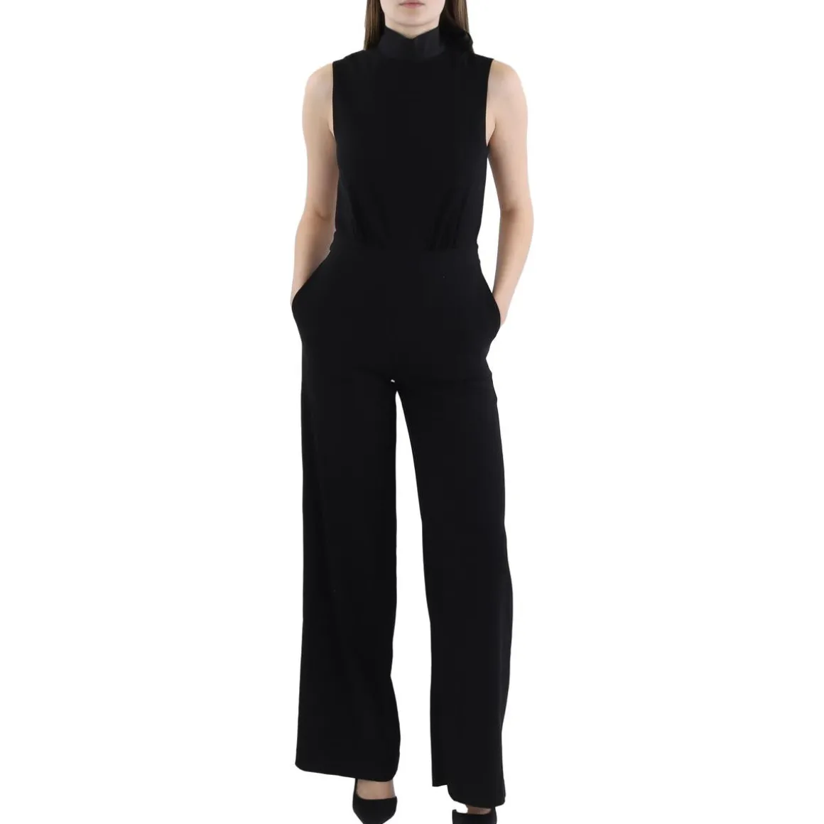 Wide Leg Mock Neck Jumpsuit