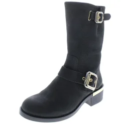 Windy Buckle Moto Mid-Calf Boots