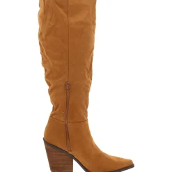 Wire Faux Leather Solid Knee-High Boots