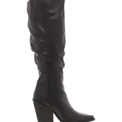 Wire Faux Leather Solid Knee-High Boots