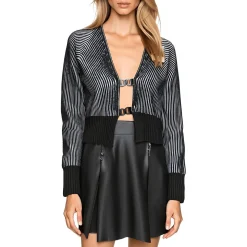 Wool Blend Ribbed Cardigan Sweater