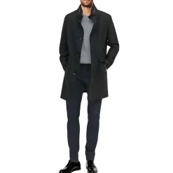 Wool Blend Single Breasted Pea Coat