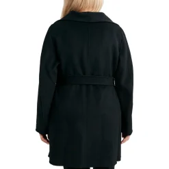 Wool Blend Tie Belt Wrap Coat