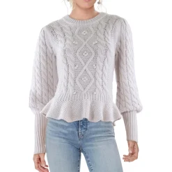 Wool Cable Knit Crewneck Sweater