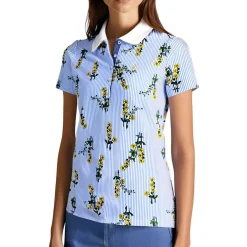 Woven Collar Button-Down Top