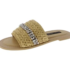 Woven Embellished Slide Sandals