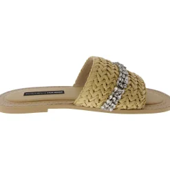 Woven Embellished Slide Sandals