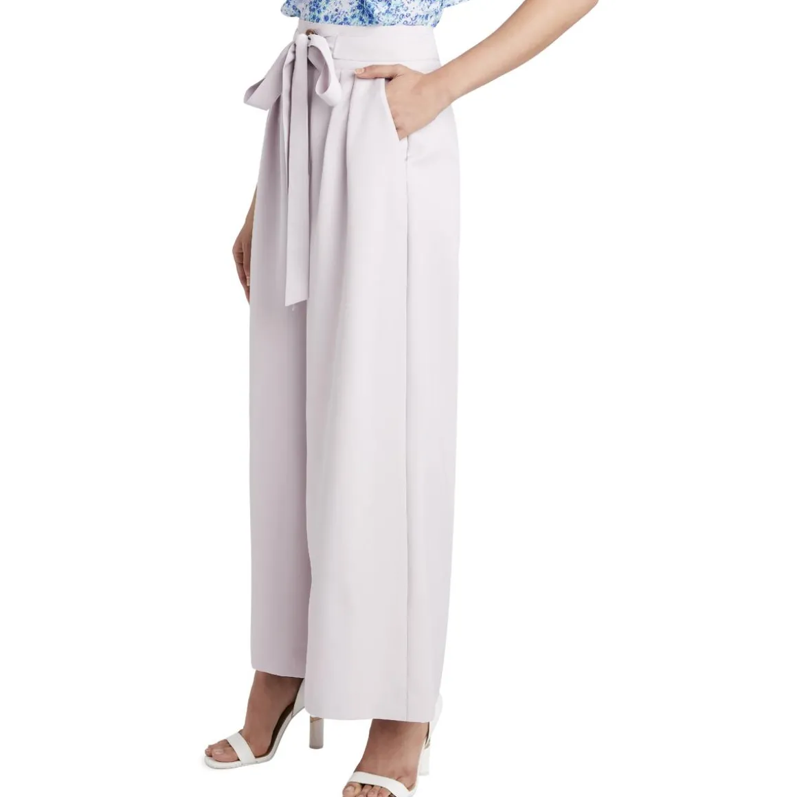 Woven Tie Waist Wide Leg Pants