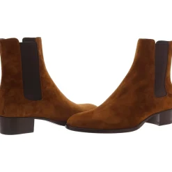 Wyatt Leather Chelsea Boots Block Heel Suede Chelsea Boots