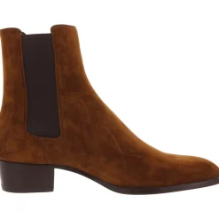 Wyatt Leather Chelsea Boots Block Heel Suede Chelsea Boots